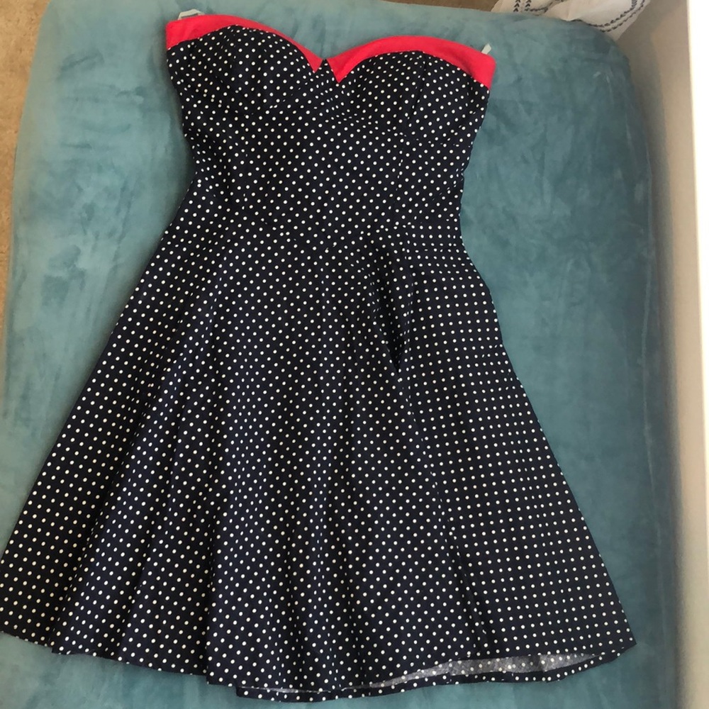 Vintage style navy blue/red dress